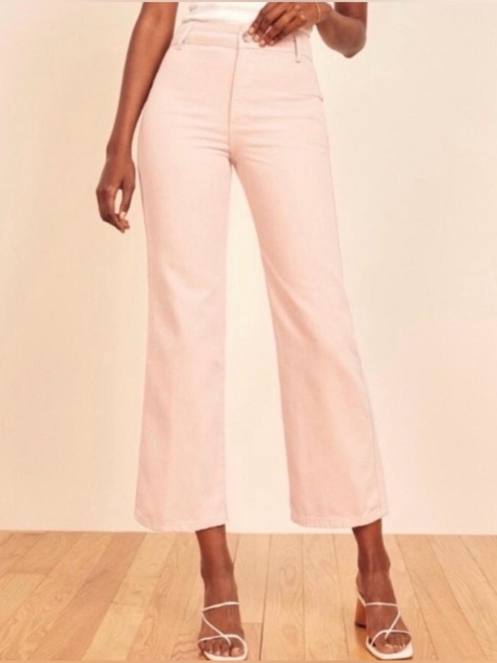 Reformation Marine Wide Leg Cropped Jeans in Dusty Rose Size 28